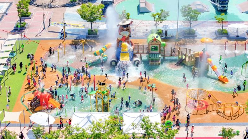 마동근린공원 꿈빛놀이터 물놀이장 (중마동, 어린이 물놀이장, 항공사진, 드론, 헬리캠)