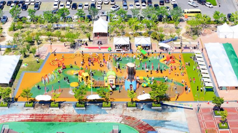 마동근린공원 꿈빛놀이터 물놀이장 (중마동, 어린이 물놀이장, 항공사진, 드론, 헬리캠)