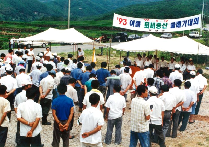 90년대 군단위퇴비증산풀베기대회개최(광양군,여름,전경)