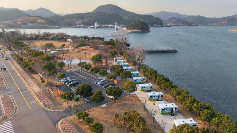 배알도 별빛야영장, 섬진강 (카라반, 태인동, 캠핑장, 헬리캠, 항공사진, 드론) 