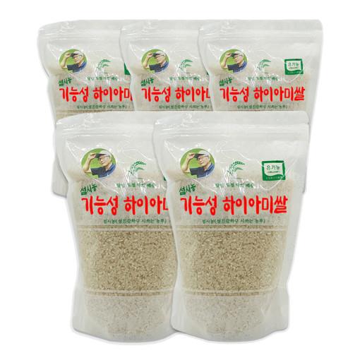 섬시농 23년산 하이아미쌀 5kg(1kg5개) 유기농 저탄소 백미 5분도(배아미 쌀눈쌀) [원산지:국산(전라남도 광양시)]