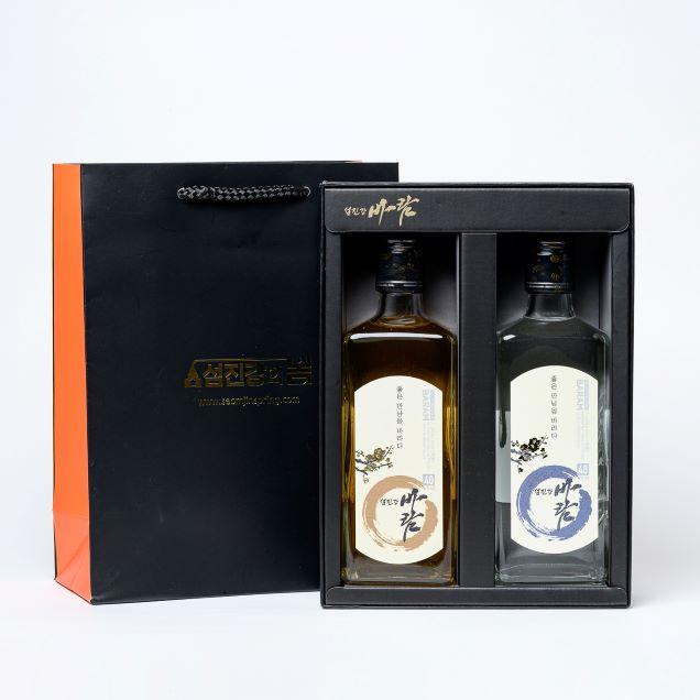 [로컬상품관] (섬진강의봄)섬진강 바람 매실증류주 선물세트1(오크40,백자40)