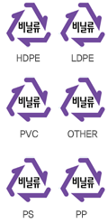 비닐류(HDPE,LDPE,PVC,OTHER,PS,PP) 표시