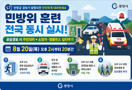민방위 훈련 전국 동시 실시 안내