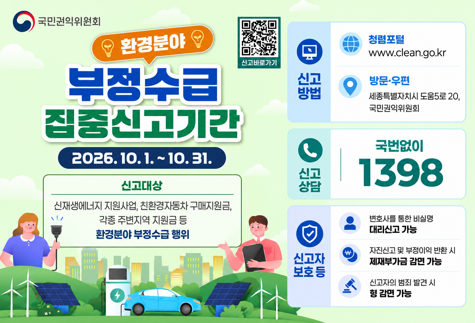 감사실-2701(2026. 10. 7.)호 / 2026.10.1.~10.31. / 환경분야 부정수급 집중 신고기간