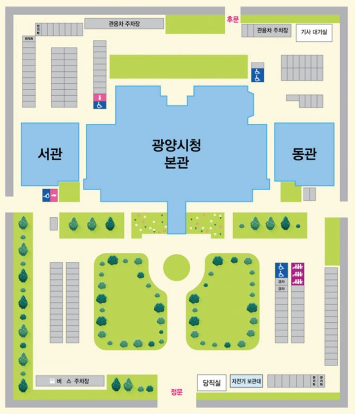 본청주차장 장애인, 버스, 임산부 주차 현황