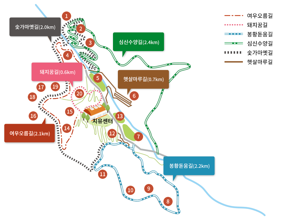 산림치유의숲길 지도