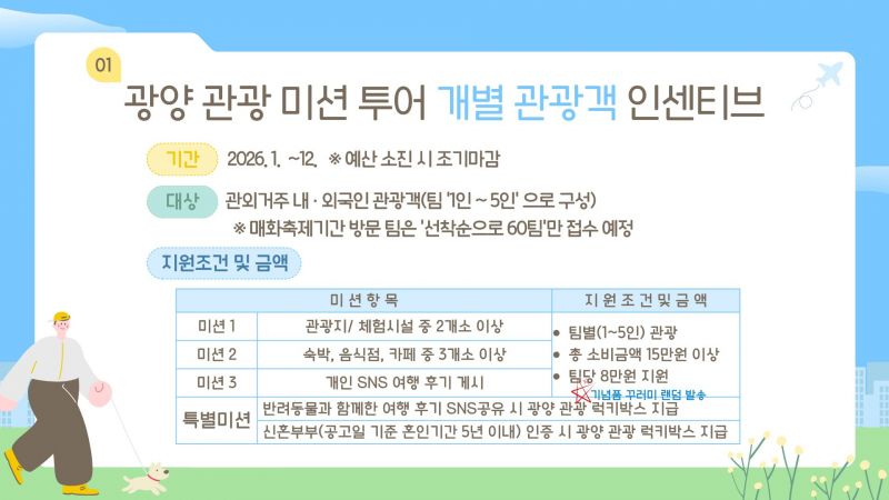 광양 관광 미션 투어 개별 관광객 인센티브